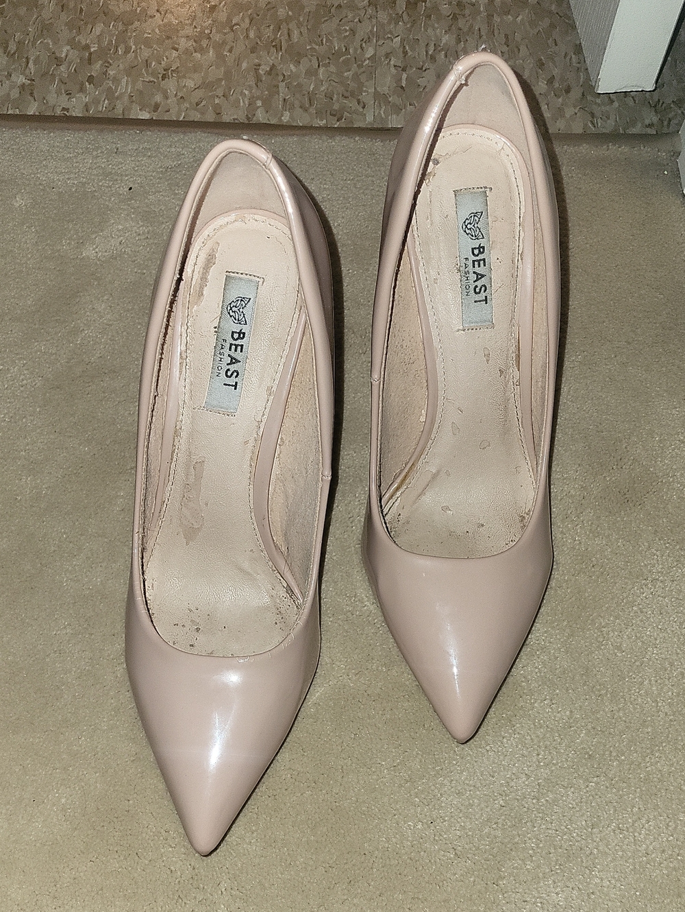Blush Patent Pointed-Toe Pumps